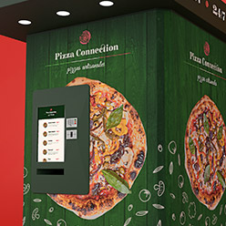 Visual identity for a pizza kiosk.